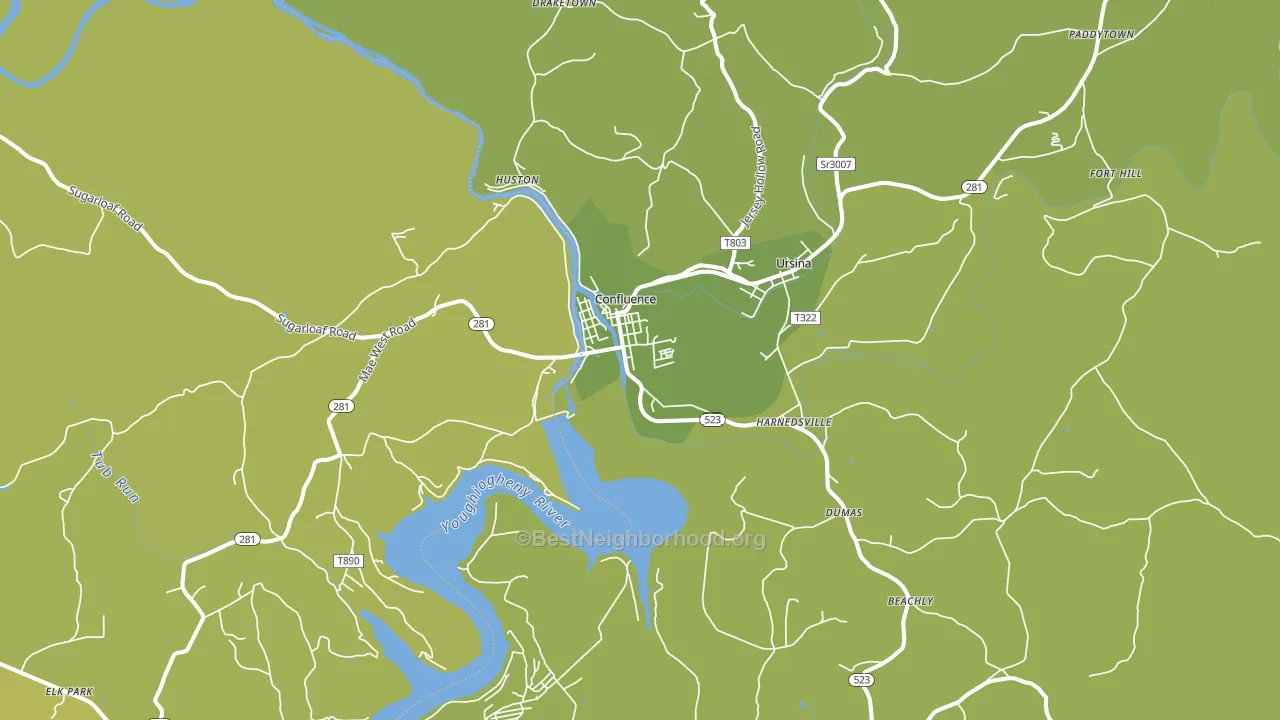 Confluence, PA block-group voter-turnout map