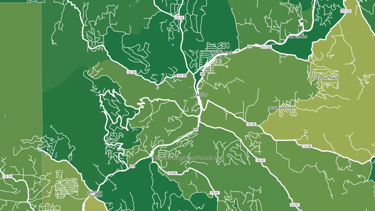 Conifer, CO block-group voter-turnout map