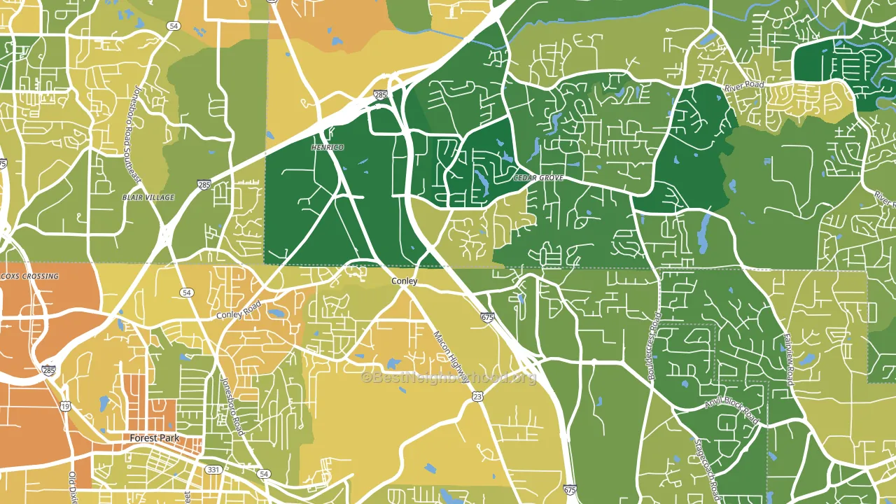 Conley, GA block-group voter-turnout map