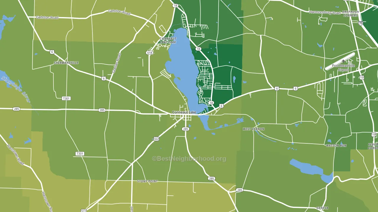 Conneaut Lake, PA block-group voter-turnout map