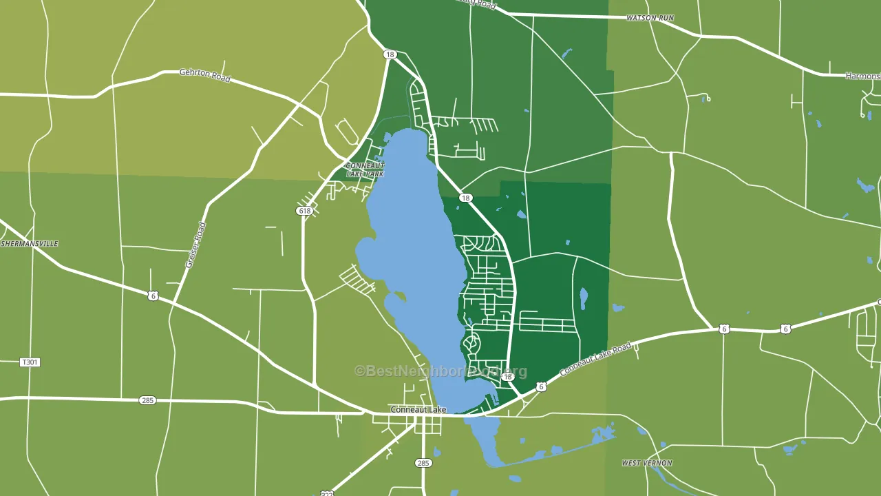 Conneaut Lakeshore, PA block-group voter-turnout map