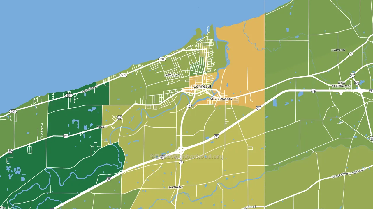 Conneaut, OH block-group voter-turnout map