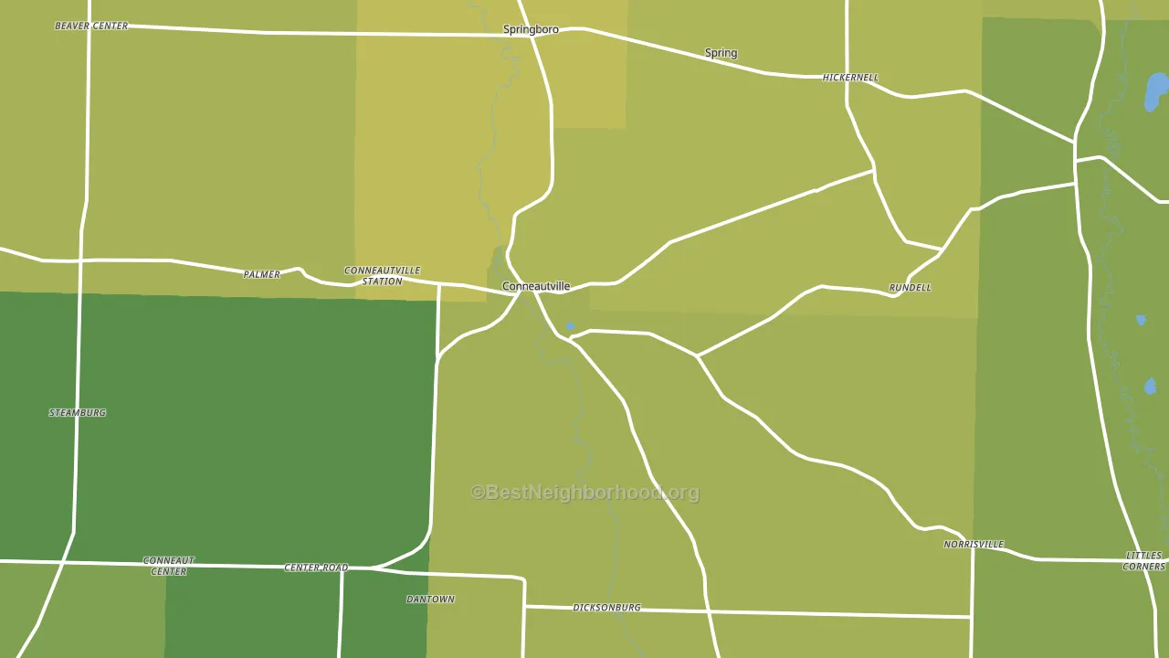 Conneautville, PA block-group voter-turnout map