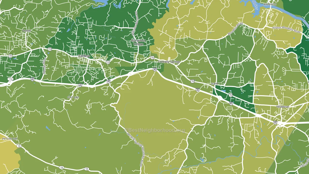 Connelly Springs, NC block-group voter-turnout map