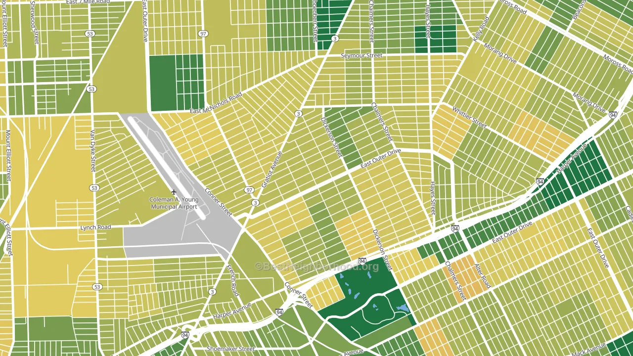 Conner, Detroit, MI block-group voter-turnout map