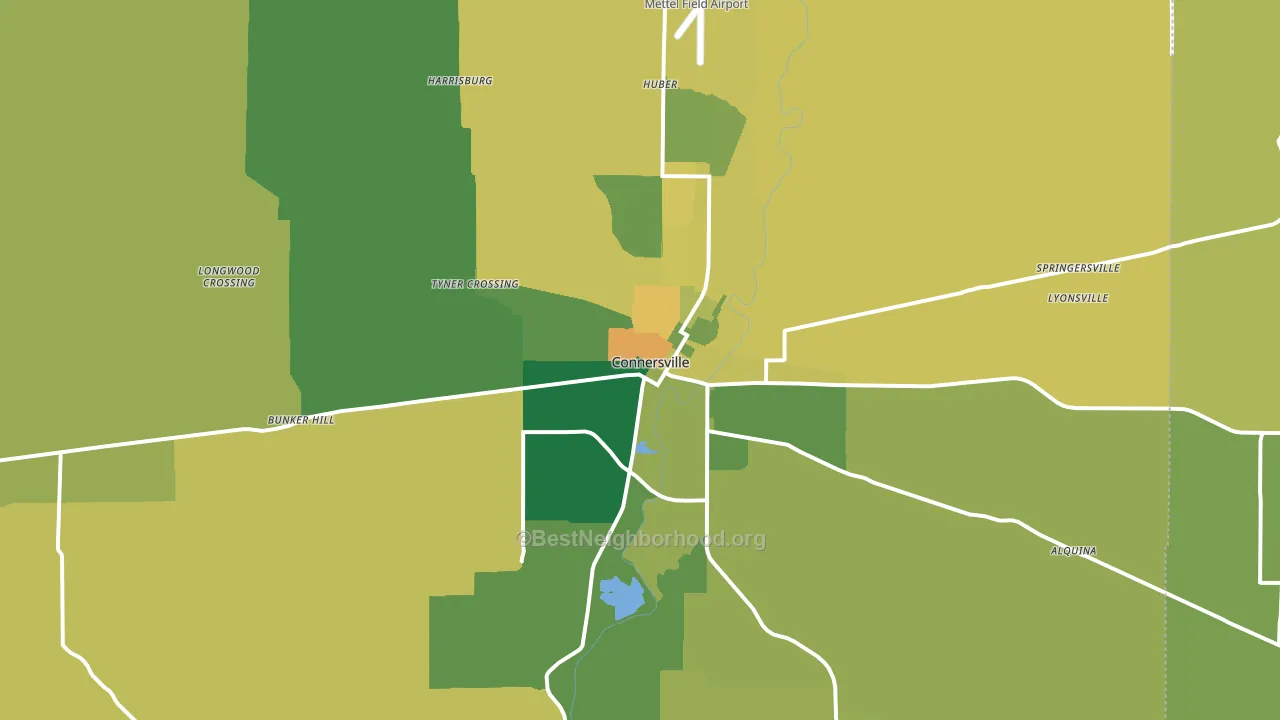 Connersville, IN block-group voter-turnout map