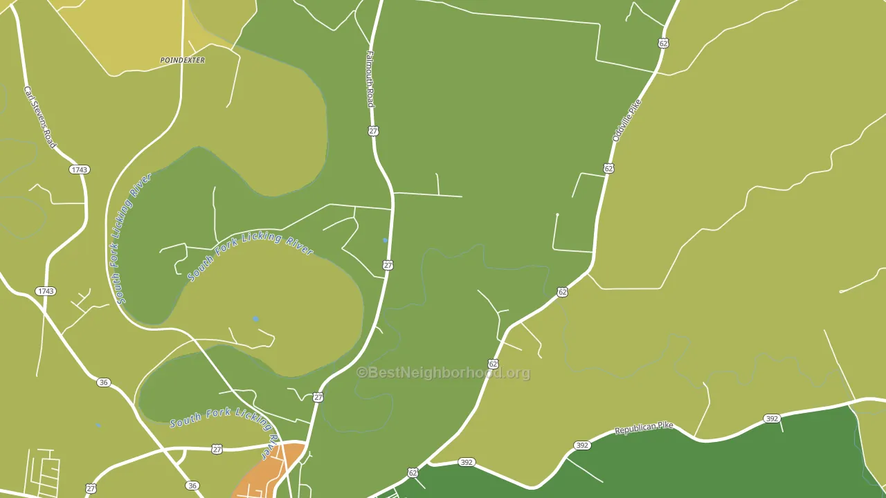 Connersville, KY block-group voter-turnout map