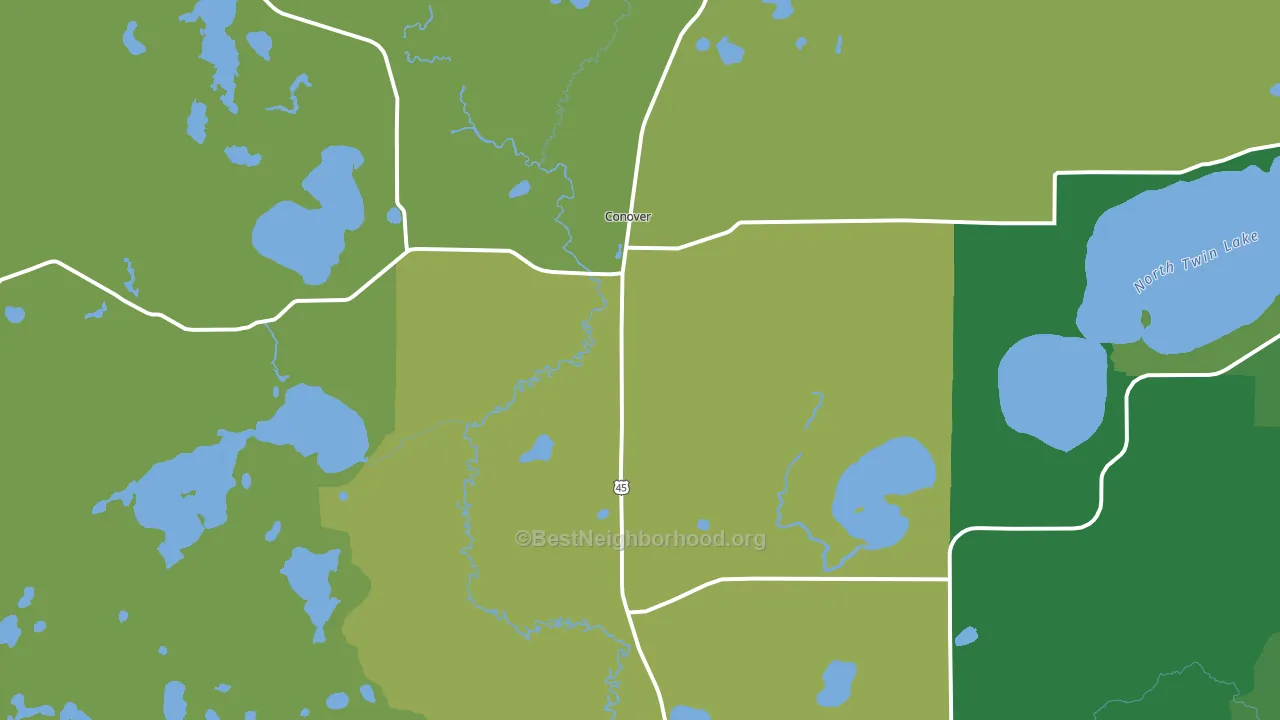 Conover, WI block-group voter-turnout map