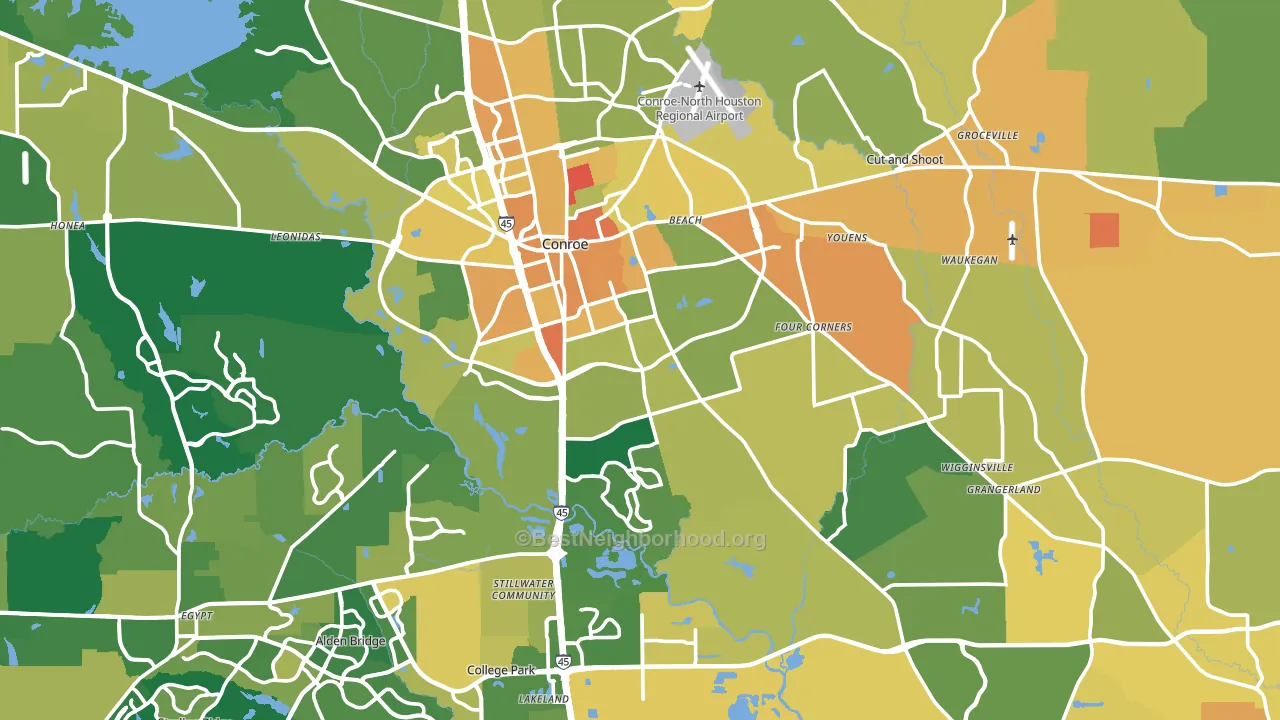 Conroe, TX block-group voter-turnout map