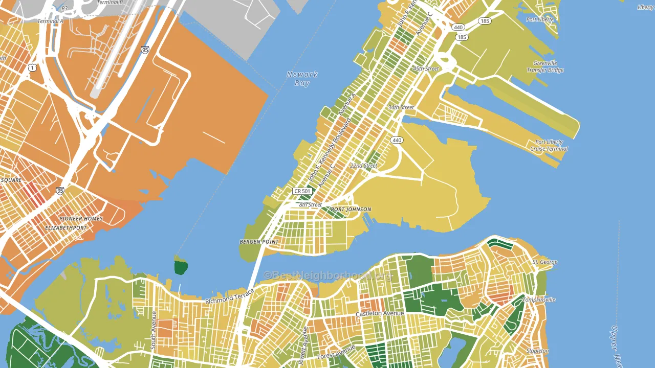 Constable Hook, Bayonne, NJ block-group voter-turnout map