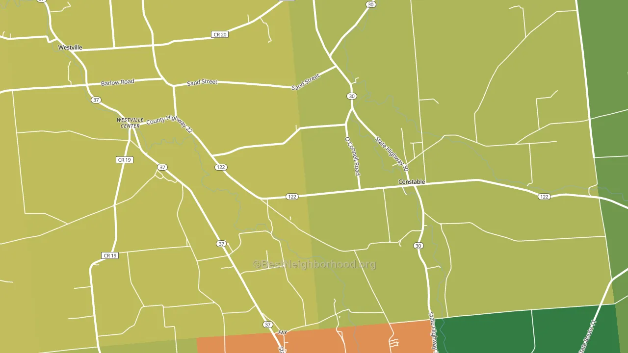 Constable, NY block-group voter-turnout map