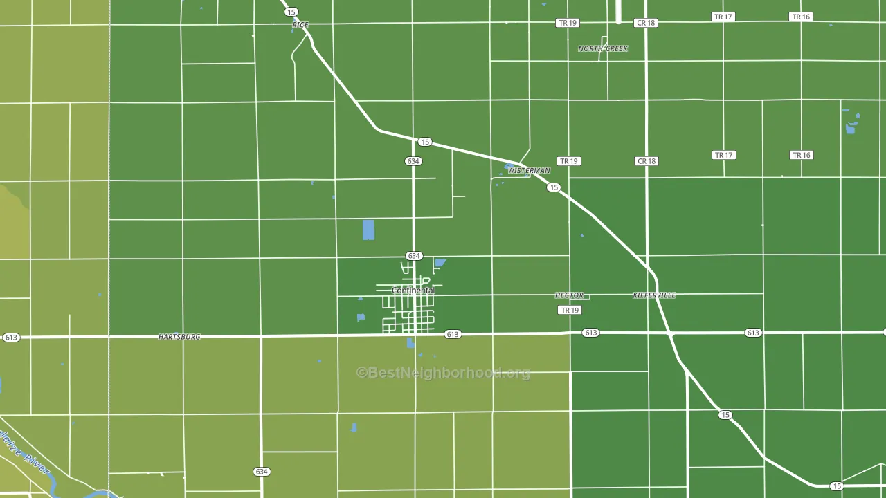 Continental, OH block-group voter-turnout map