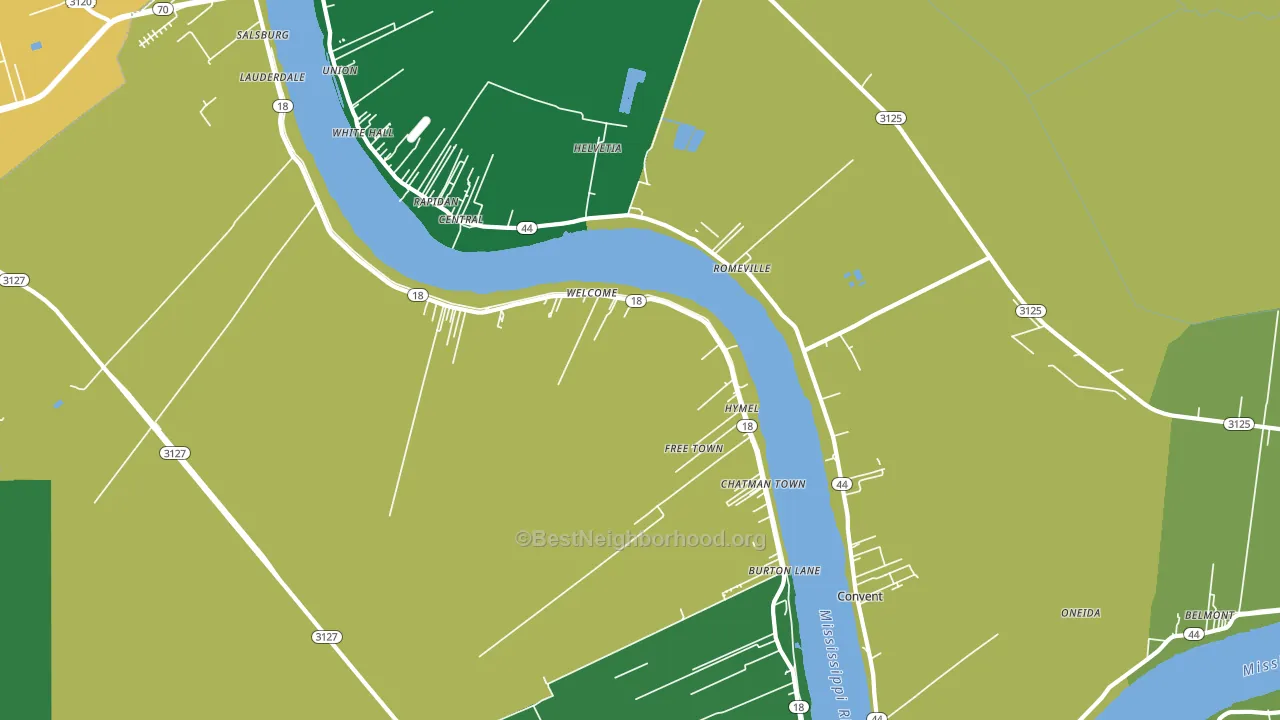Convent, LA block-group voter-turnout map