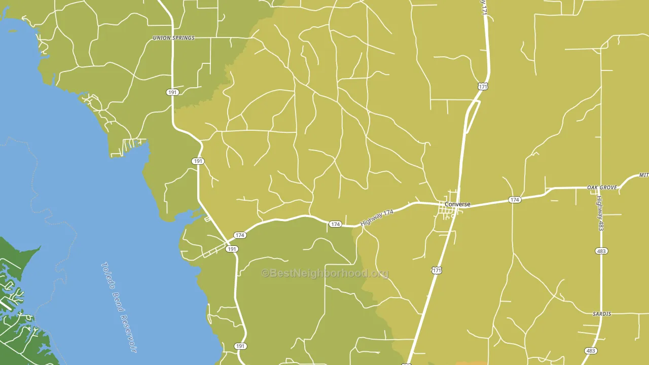 Converse, LA block-group voter-turnout map