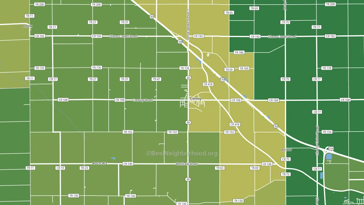 Convoy, OH block-group voter-turnout map