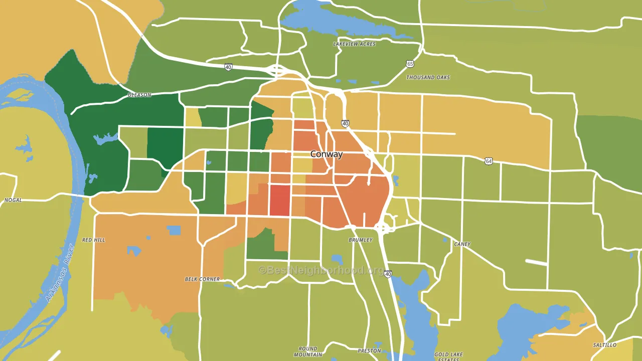 Conway, AR block-group voter-turnout map