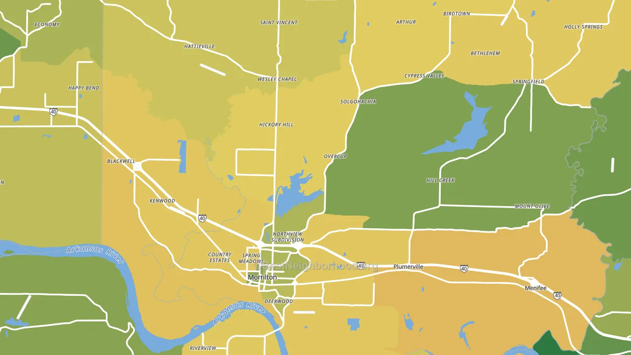Conway County, AR block-group voter-turnout map