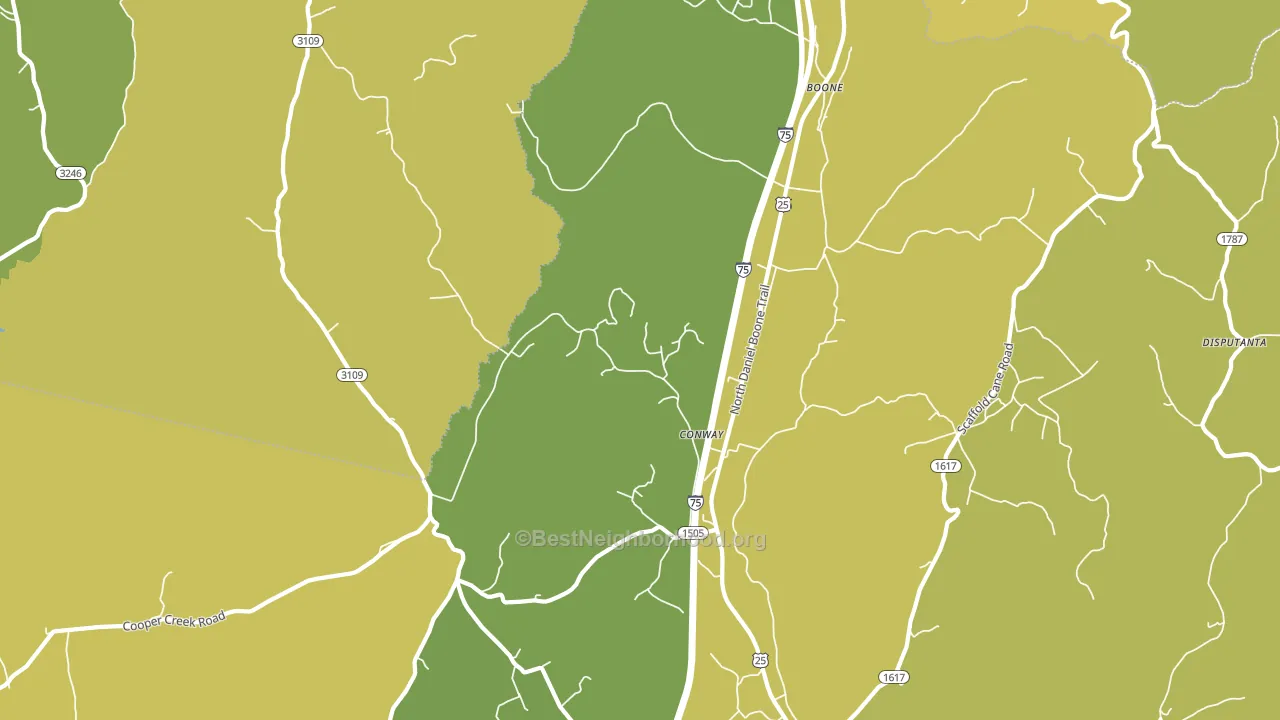 Conway, KY block-group voter-turnout map