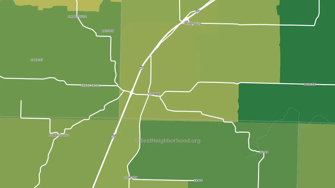 Conway, MO block-group voter-turnout map