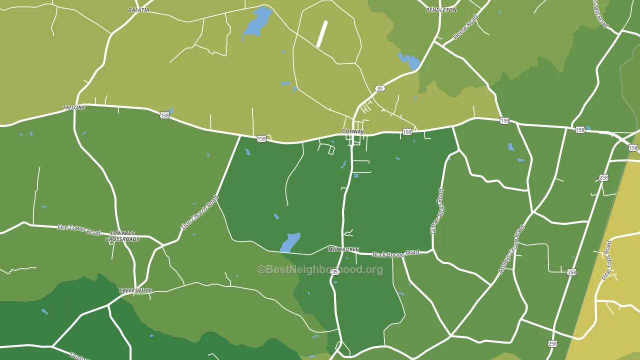 Conway, NC block-group voter-turnout map