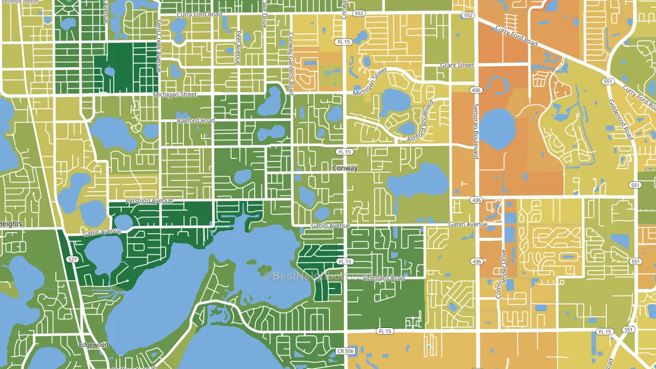 Conway, Orlando, FL block-group voter-turnout map