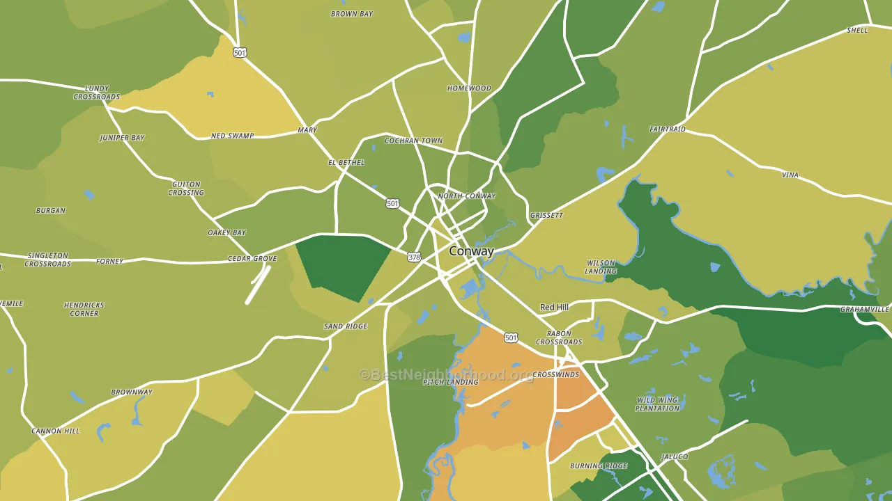 Conway, SC block-group voter-turnout map