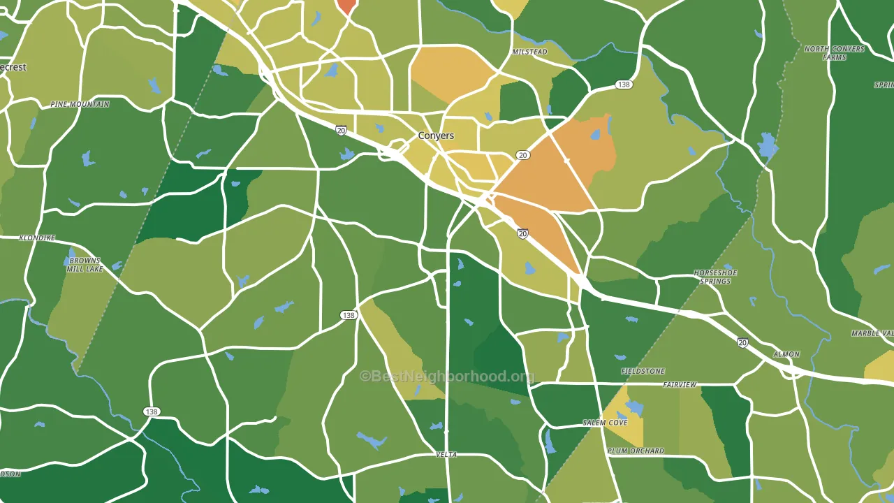 Conyers, GA block-group voter-turnout map