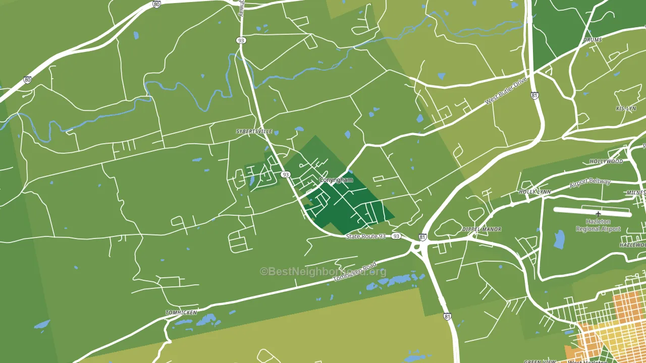 Conyngham, PA block-group voter-turnout map