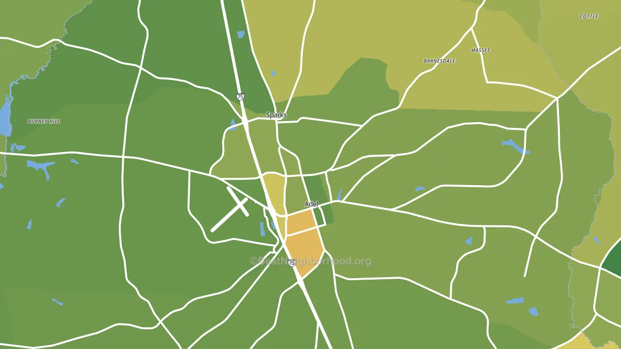 Cook County, GA block-group voter-turnout map