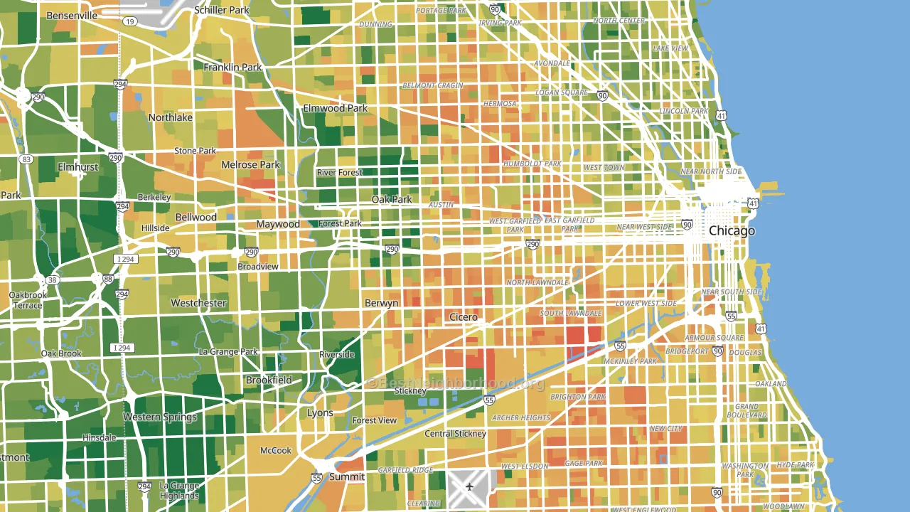 Cook County, IL block-group voter-turnout map