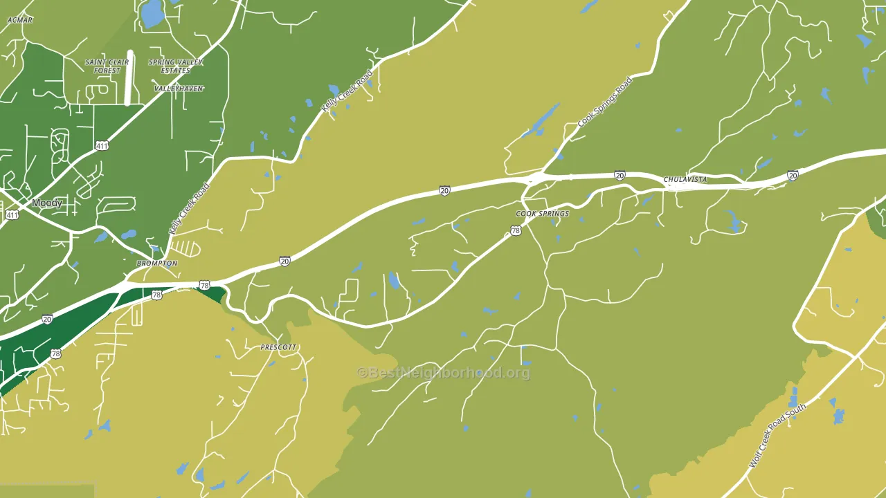 Cook Springs, AL block-group voter-turnout map