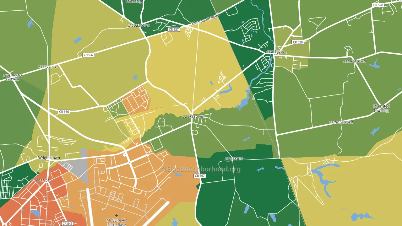 Cookstown, NJ block-group voter-turnout map