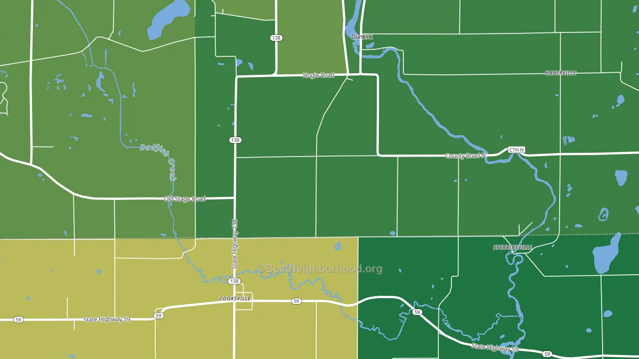 Cooksville, WI block-group voter-turnout map