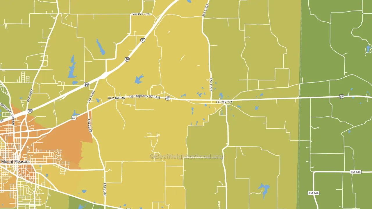 Cookville, TX block-group voter-turnout map
