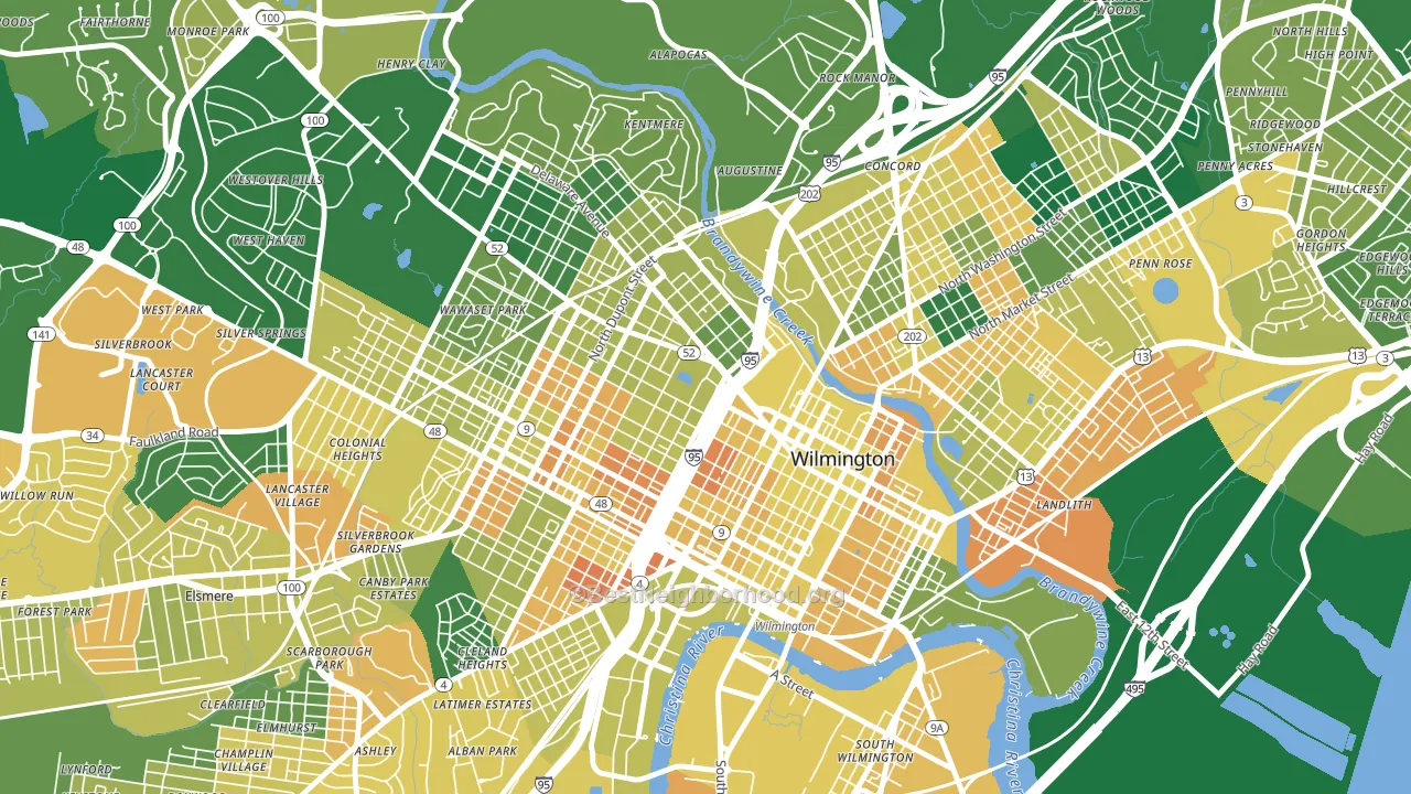 Cool Springs, Wilmington, DE block-group voter-turnout map