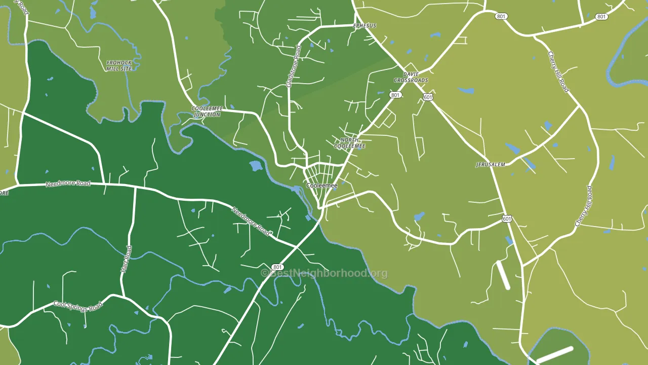 Cooleemee, NC block-group voter-turnout map