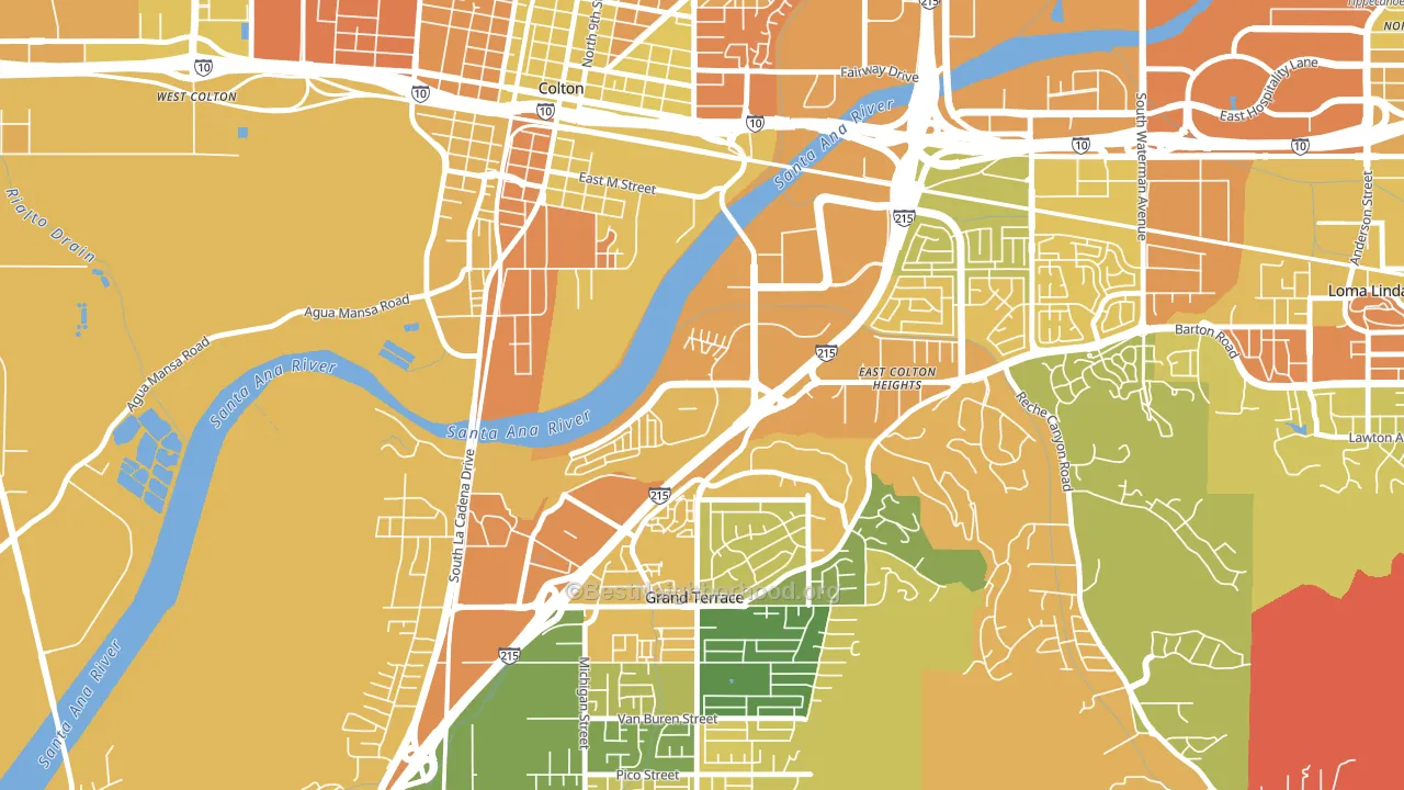 Cooley Ranch, Colton, CA block-group voter-turnout map
