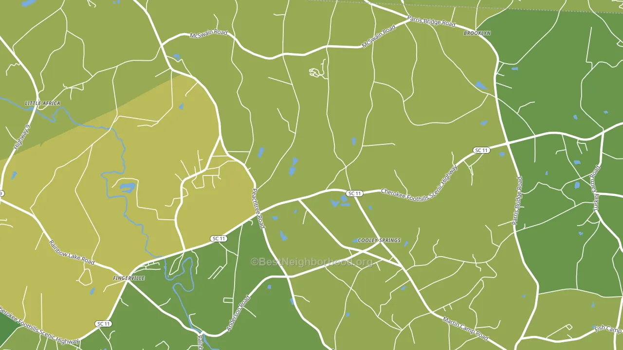 Cooley Springs, SC block-group voter-turnout map