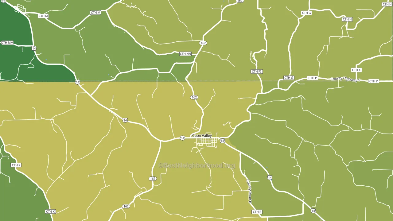 Coon Valley, WI block-group voter-turnout map