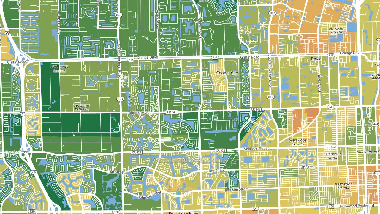 Cooper City, FL block-group voter-turnout map