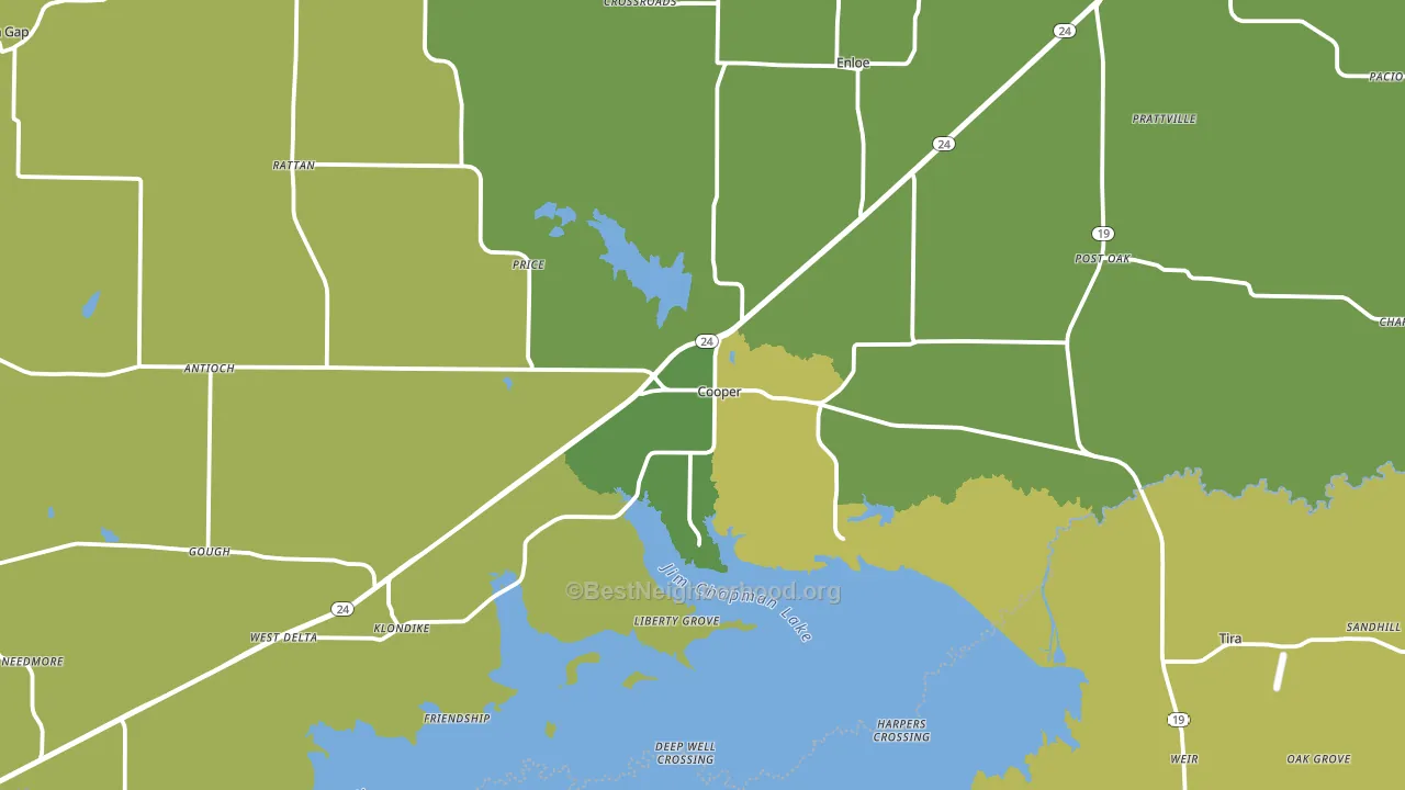 Cooper, TX block-group voter-turnout map