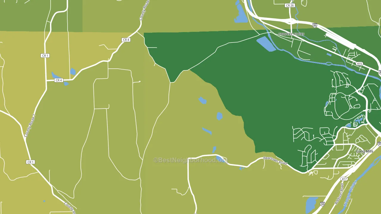 Coopers Plains, NY block-group voter-turnout map