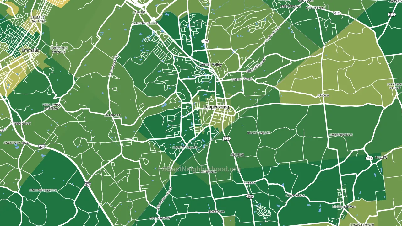 Coopersburg, PA block-group voter-turnout map