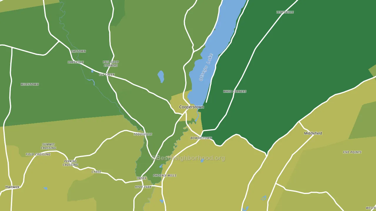 Cooperstown, NY block-group voter-turnout map