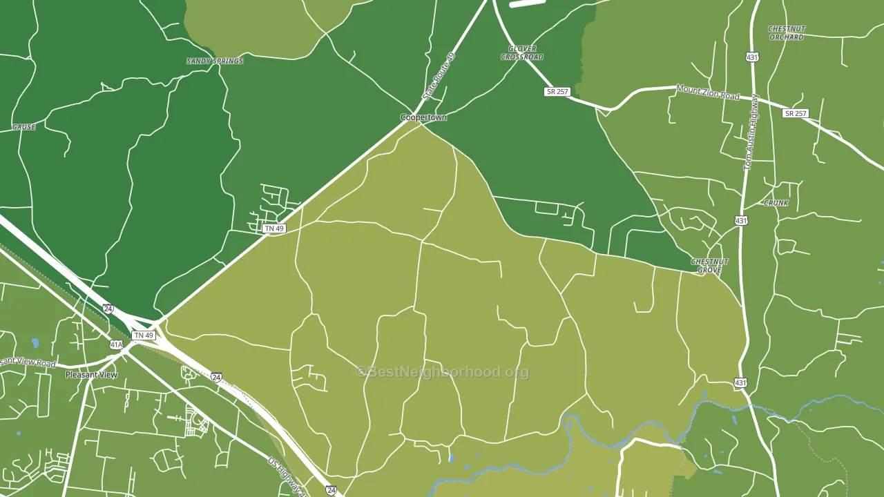 Coopertown, TN block-group voter-turnout map