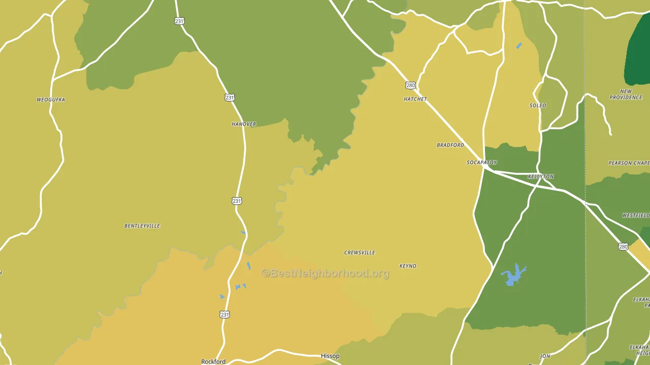 Coosa County, AL block-group voter-turnout map