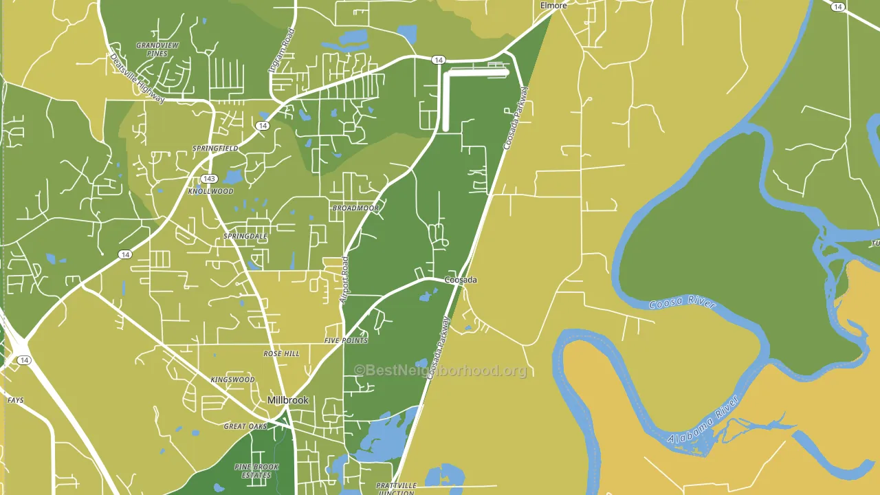 Coosada, AL block-group voter-turnout map