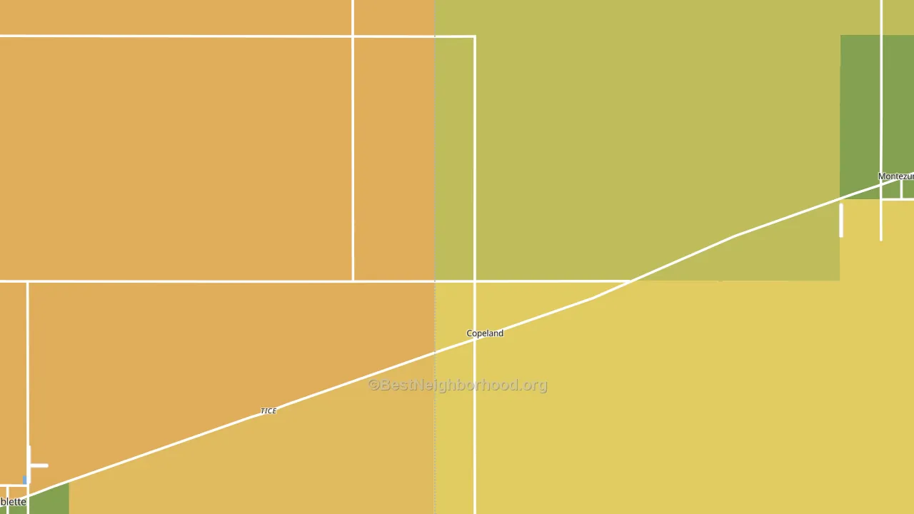 Copeland, KS block-group voter-turnout map