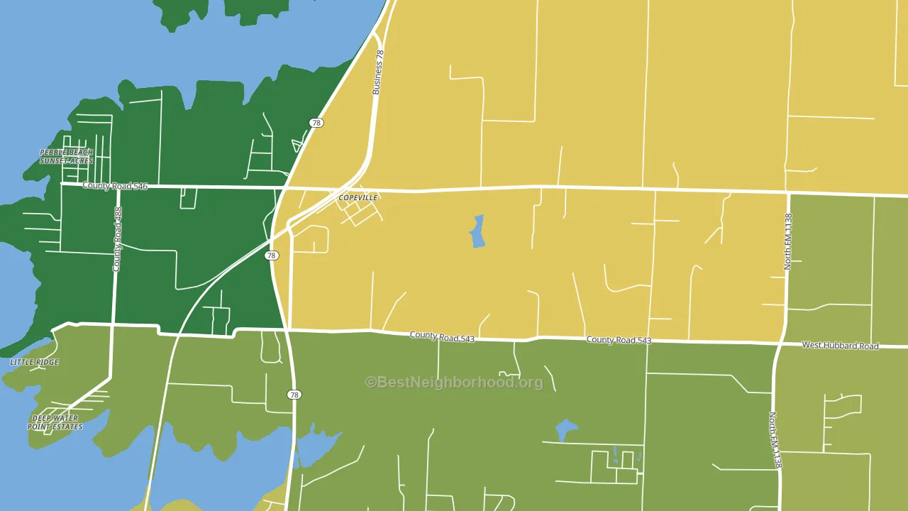 Copeville, TX block-group voter-turnout map