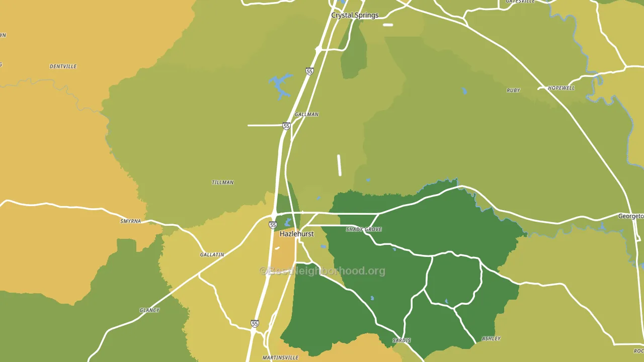 Copiah County, MS block-group voter-turnout map